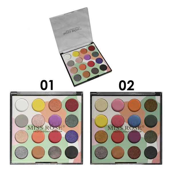 Sombras miss rose de 16 colores tapa transparente