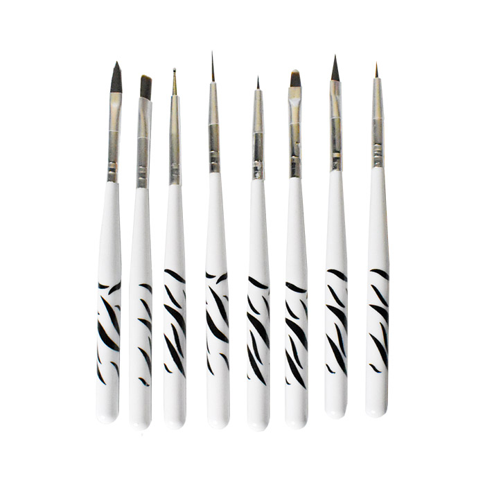 Kit de pinceles para uñas diseño de cebra 8u