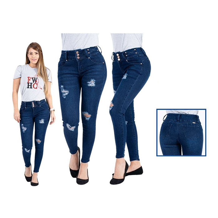Pantalon xblue color azul claro con diseño rasgado