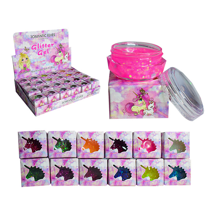 Glitter en mini frascos diseño unicornio Romantic Elves surtido