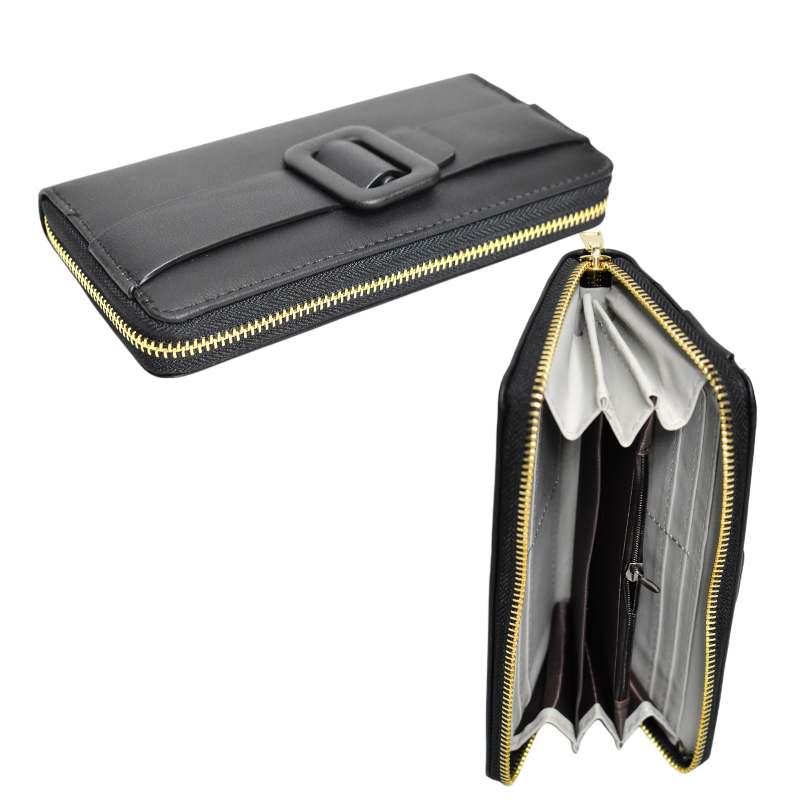 Billetera lisa con cincho al frente color negro