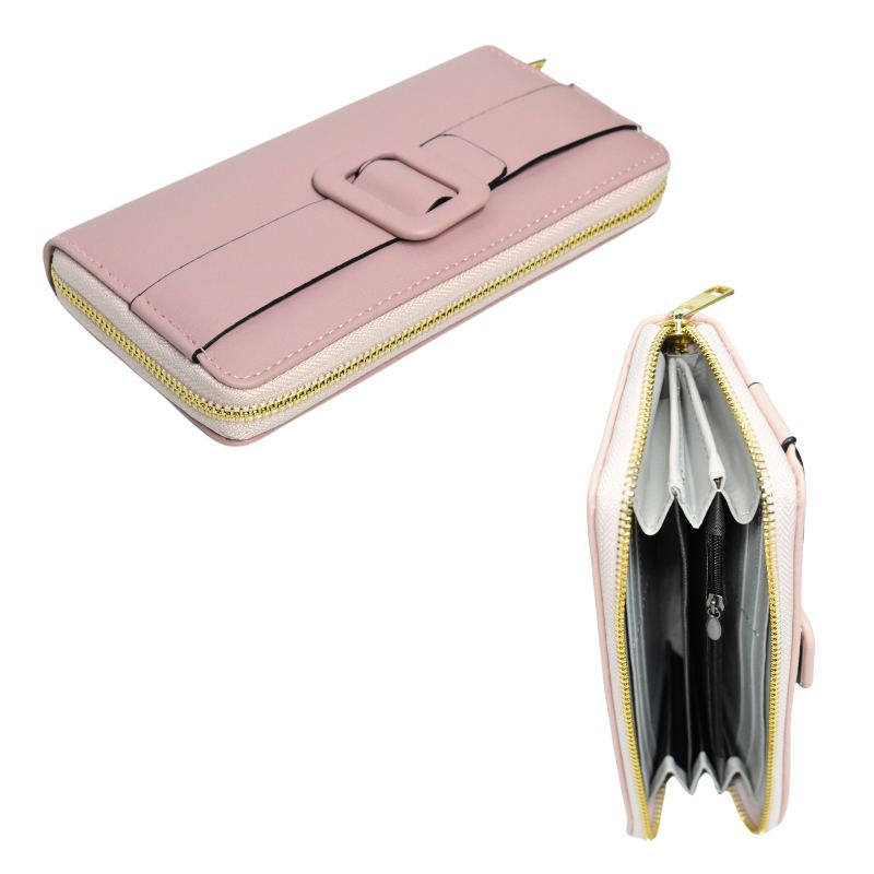 Billetera lisa con cincho al frente color rosado