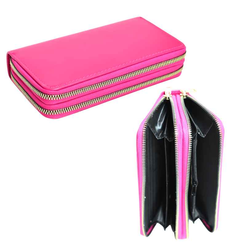 Billetera fucsia con diseño liso para dama