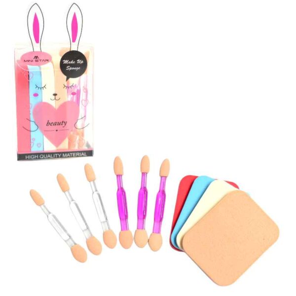 Kit de esponjas y aplicadores 10 unidades diseño de conejo