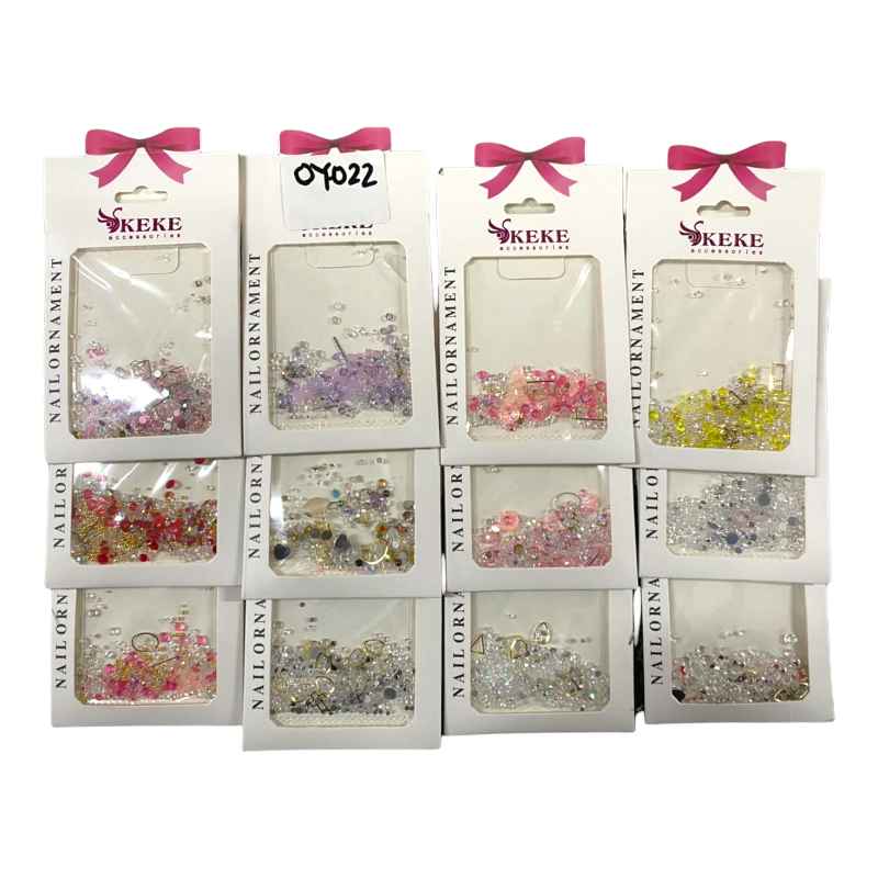 Decoraciones para uñas diseño de piedras keke con empaque de moña