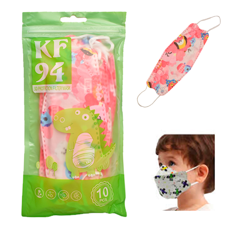 Paquete de mascarillas kF94 con diseños animados para niñas rosa 10U