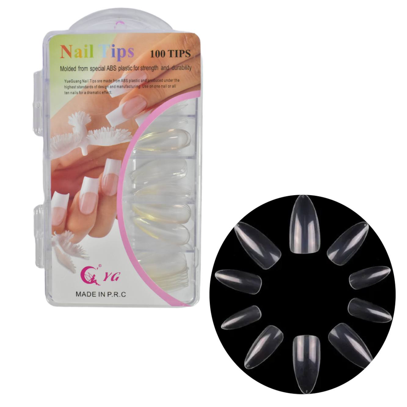Kit de uñas almendra100 pcs transparente Nail Tip YG