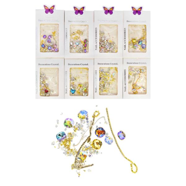 Decoración variado Decorations Crystal Empaque blanco con mariposa morada