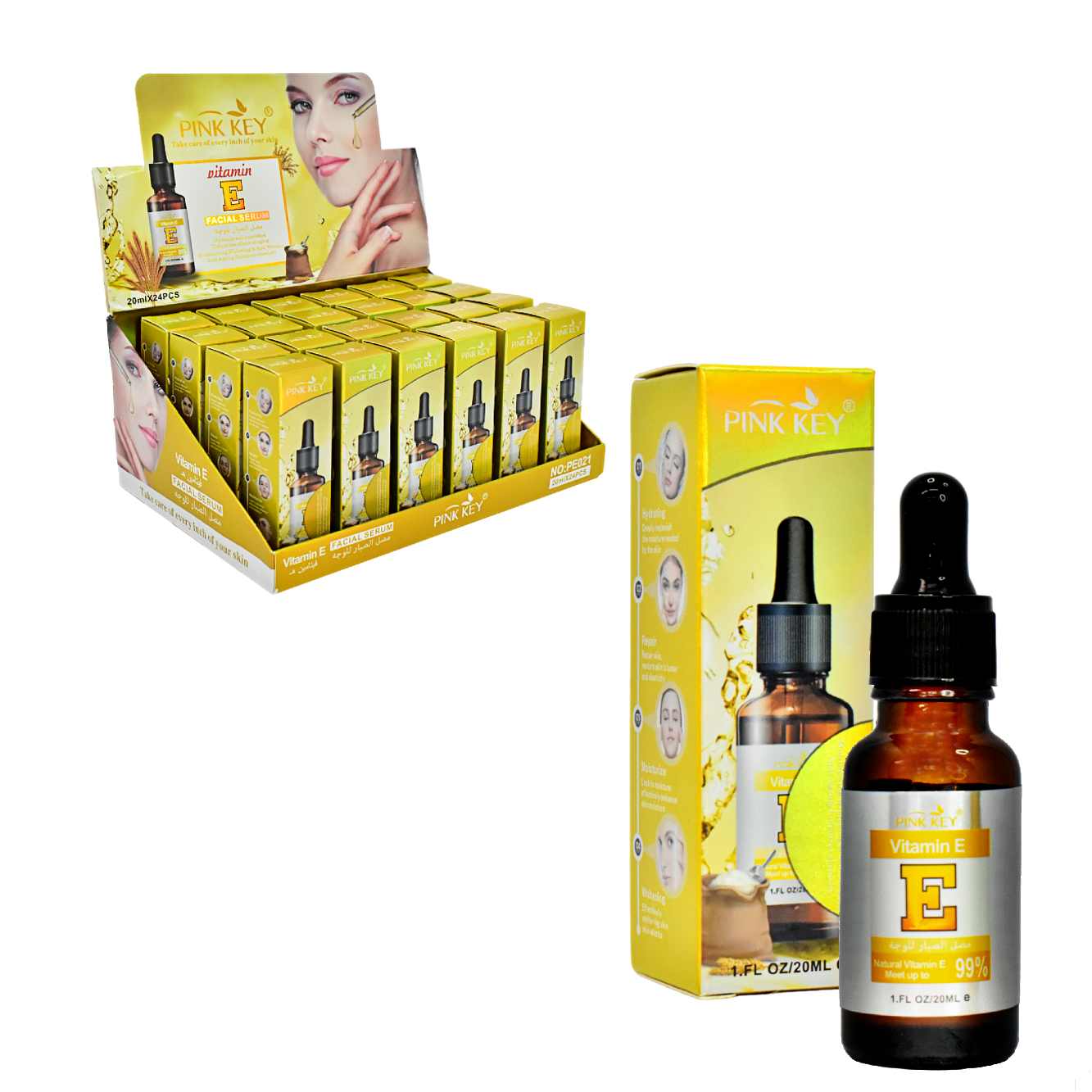 Suero facial con vitamina E Pink Key 20ml