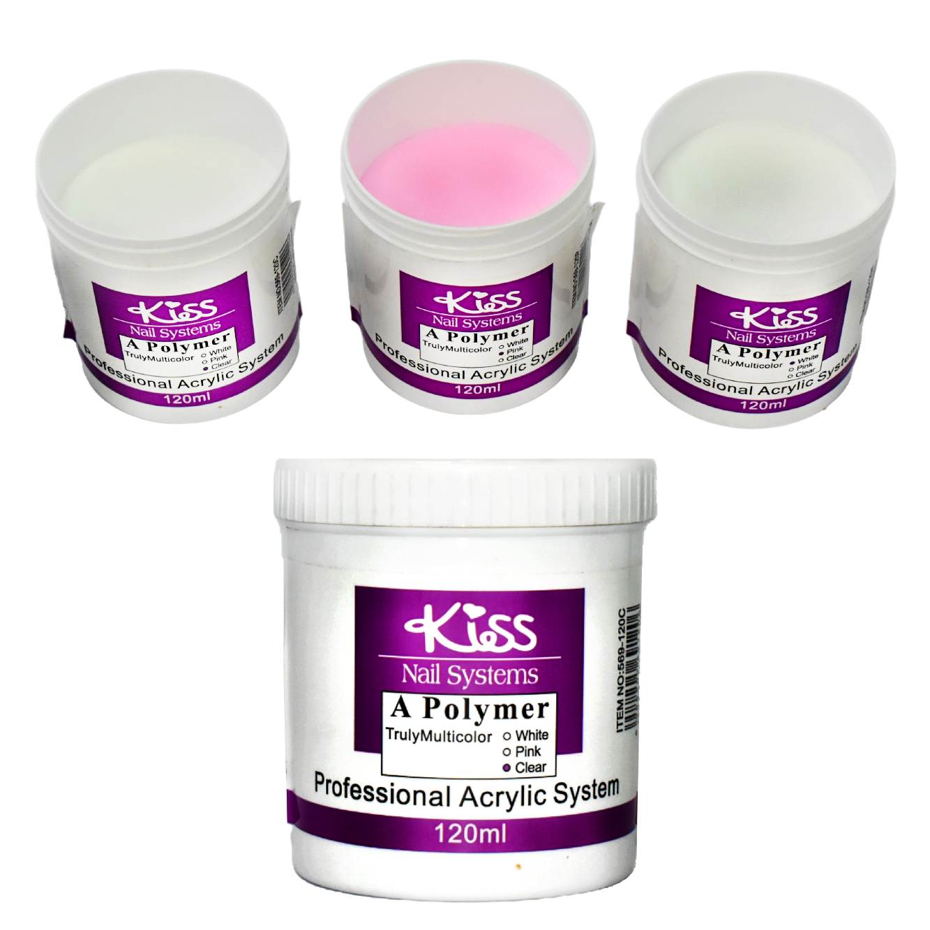 Acrílico profesional Nail systems Kiss 120ML surtido