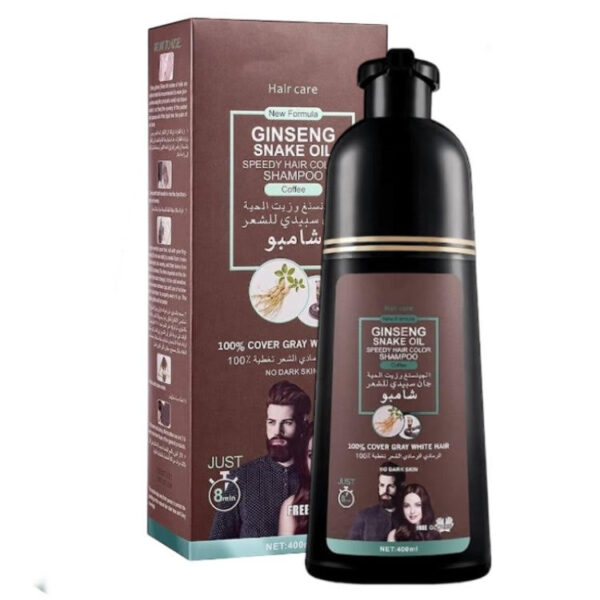 Shampoo con Tinte Café con Extracto de Aceite de Serpiente con Gengibre